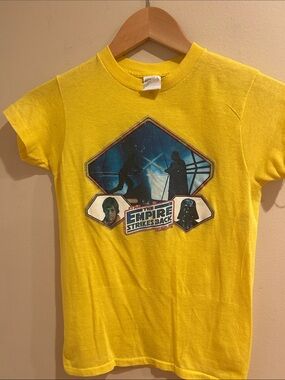 1980’s Star Wars Kids Yellow Graphic Tee - The Empire Strikes Back Youth Sz L